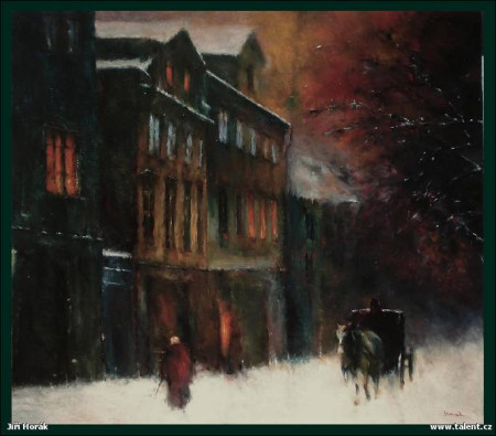 STARÁ PRAHA. Olej na plátně 120x100 cm. Podle Schikanedera.